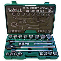 Набор инструментов 21 шт. 3/4" 6-гр. 19-50 мм профессиональный HANS 6621MB