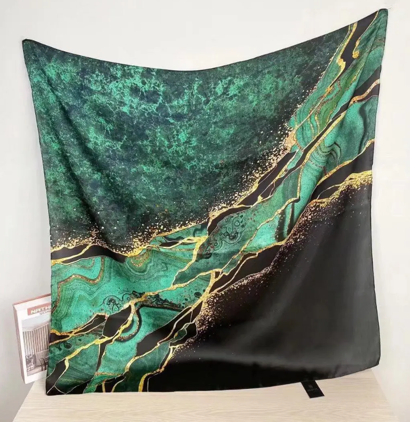 Шовкова хустка Тріс resin  90*90 см зелена