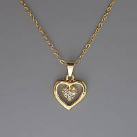 Підвіска "Серце" на ланцюжку золотистий метал d-16х15мм, s-1мм + - L-40-45см + - купити біжутерію дешево в