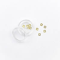 Металлические фигурки для дизайна ногтей, золото маленький квадрат, 10 шт