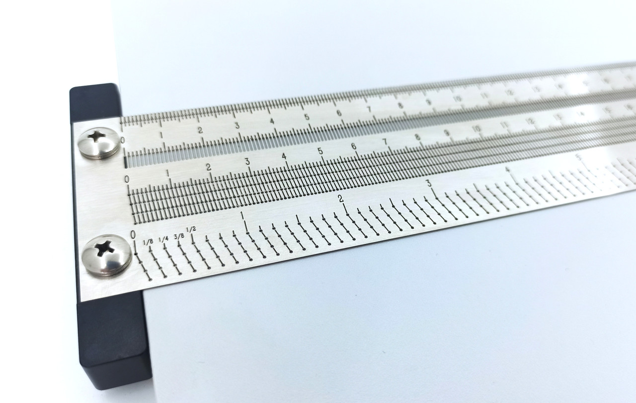 Лінійка столяра Yomo 400 мм будівельна, міліметрова / дюймова, нержавіюча сталь 0.5 мм, фото 1