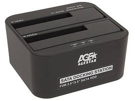 Док-станция 2.5"/3.5" SATA HDD, USB 3.0, 2 слота, черный Agestar 3UBT6-6G (Black) - MegaLavka