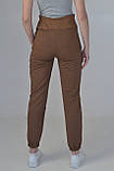 Штани брюки для вагітних спортивні жіночі трикотажні джогери з двунитки Zarina 42 Mumlove коричневий, фото 7