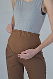 Штани брюки для вагітних спортивні жіночі трикотажні джогери з двунитки Zarina 42 Mumlove коричневий, фото 2