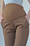 Штани брюки для вагітних спортивні жіночі трикотажні джогери з двунитки Zarina 42 Mumlove коричневий, фото 4