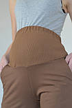 Штани брюки для вагітних спортивні жіночі трикотажні джогери з двунитки Zarina 42 Mumlove коричневий, фото 5