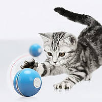 Тор! Умная игрушка-тизер интерактивный шарик для кошек DT411 светодиодная с USB Blue