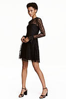 Женское чёрное плиссированное ажурное платье H&M евро 36 - укр 42/44