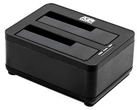 Док-станція 2.5"/3.5" SATA HDD/SSD, USB 3.0 2 слоти, чорний Agestar 3UBT8 (Black) — MegaLavka