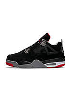 Мужские кроссовки Nike Air Jordan 4 Retro Bred черные кроссовки найк из натурального нубука