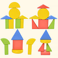Тор! Дитяча розвивальна іграшка ZW-9988 дошка-вкладиш дерев'яні барвисті фігурки 15 елементів