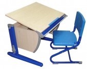 Стіл СУТ.14 + Стілець ДОБУ.01 клен/синій (пластик)