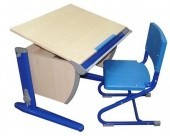 Стіл СУТ.14 + Стілець ДОБУ.01 клен/синій (пластик)