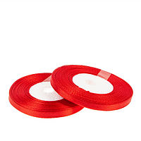 Атласна стрічка "Червона", 6 мм. (23 метри)