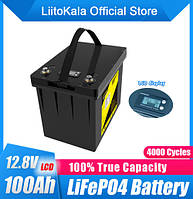 Аккумулятор LiFePO4, LiitoKala, 12V 100Ah, с LCD дисплеем, BMS smart плата