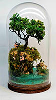Моссариум Дерево над пропастью Флорариум из стабилизированных растений Красивый моссариум ручной работы
