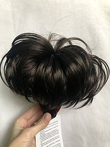 Хвост шиньйон на крабі короткий, ріжки, Karina колір темний шоколад