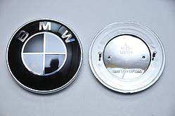 78 мм Емблема для BMW на капот/багажник 78 мм Біло-чорна БМВ