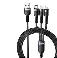 Кабель живлення USB - Type-C, Lightning, Micro USB  Toocki 100W для заряджання та передачі даних 100 см