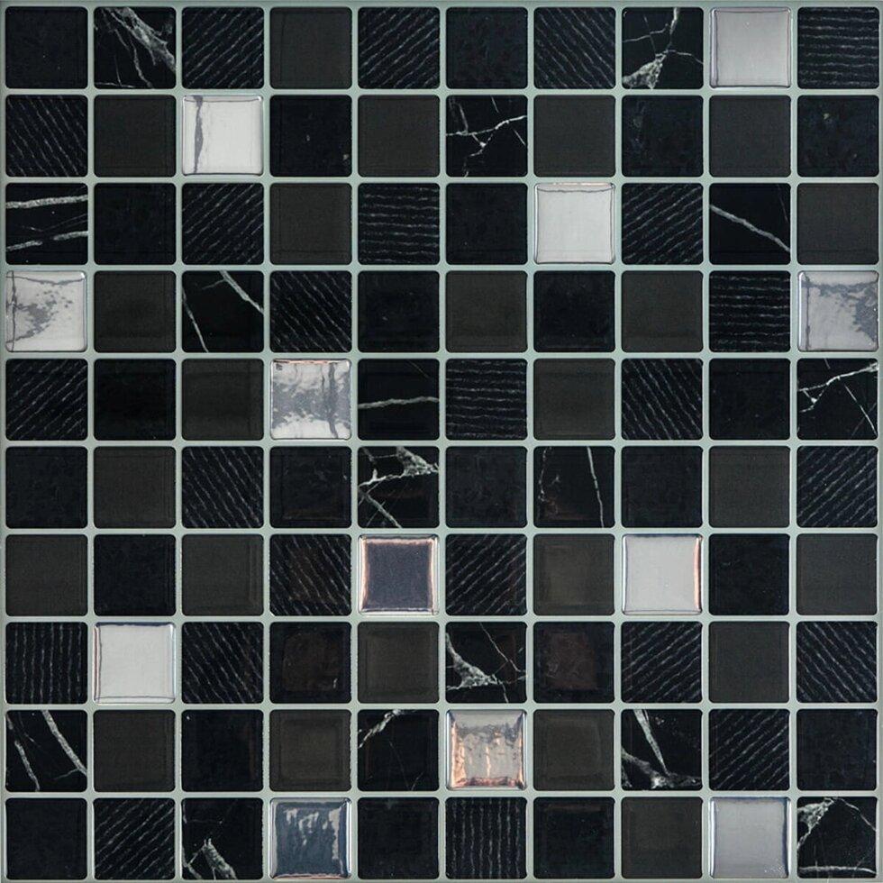 Самоклеющаяся полиуретановая плитка черно-белая мозаика 305х305х1мм (D) SW-00001149 - фото 1 - id-p2110051399