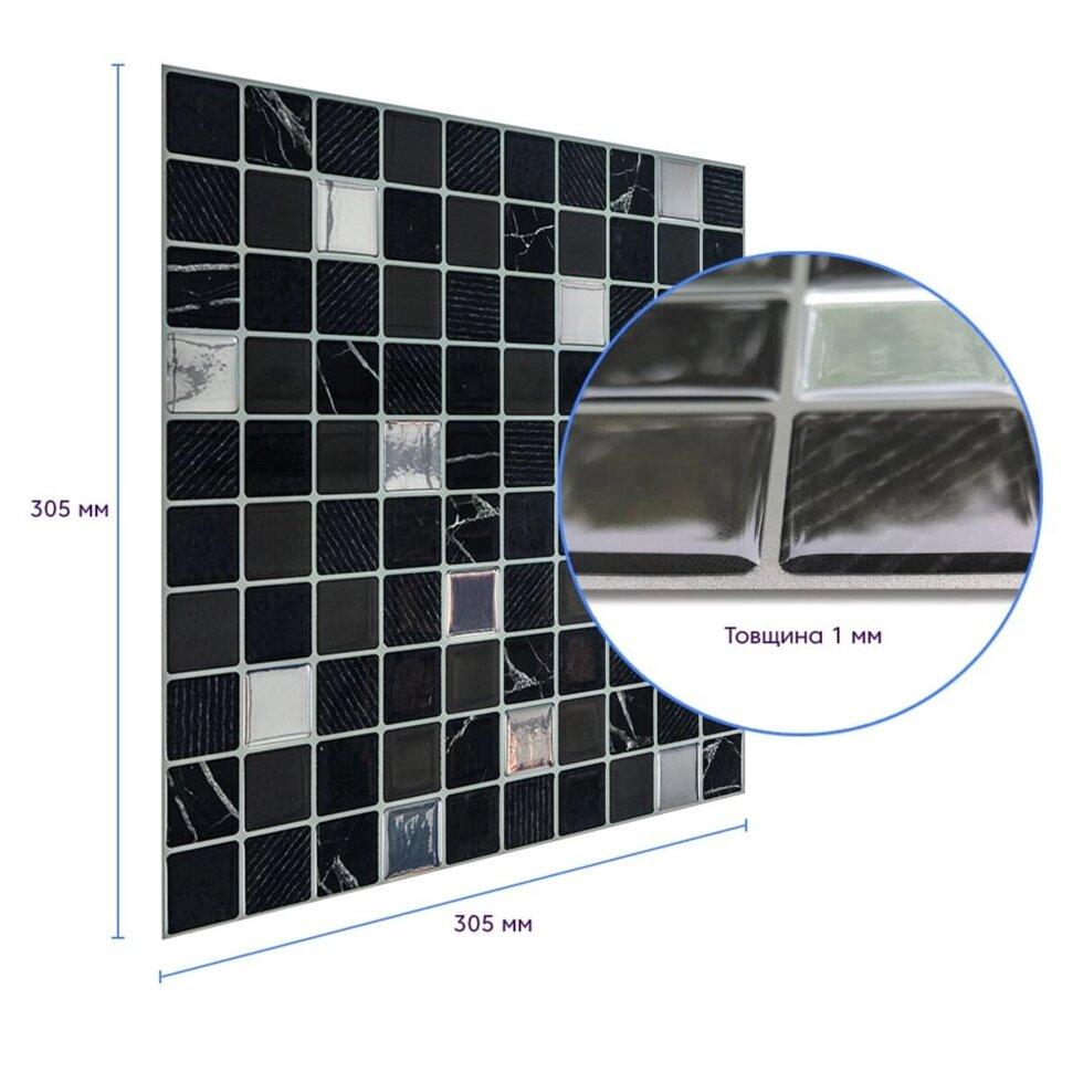 Самоклеющаяся полиуретановая плитка черно-белая мозаика 305х305х1мм (D) SW-00001149 - фото 5 - id-p2110051399