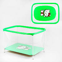 Гр Манеж євро №10 ЛЮКС "Hello Kitty" - колір зелений (1) прямокутний, м`яке дно, євросітка, без ручки