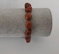 Браслет Яшма червона з натурального каменю галтовка на гумці d-13х10мм+- L- 18 см