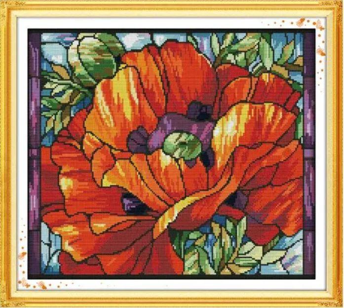 Набір для вишивання за нанесеною на канву схемою "Poppy (6)". AIDA 14CT printed, 43*38 см