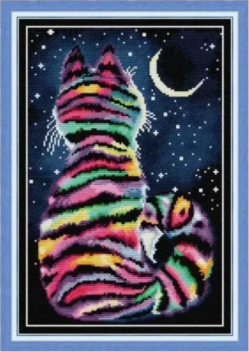 Набір для вишивання за нанесеною на канву схемою "Striped cat ". AIDA 14CT printed , 29*40 см