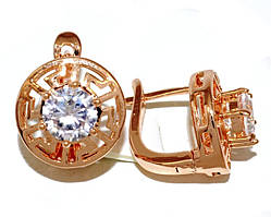 Сережки TSATSA. Позолота ЧВ. Камінь: білий циркон. Довжина: 17 мм. Ширина: 15 мм.