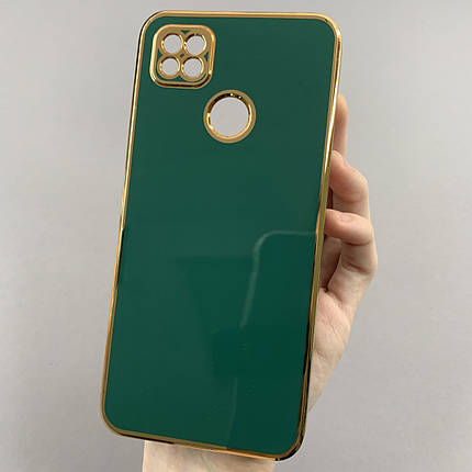 Чохол для Xiaomi Redmi 9C чохол із золотою окантовкою на телефон сяомі редмі 9с темно-зелений h7y, фото 1