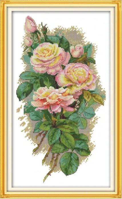 Набір для вишивання хрестиком по нанесеному на канву схемі "Rose 7". AIDA 14CT printed 25*42 см