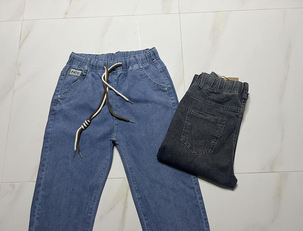 Модные джинсы МОМ весна/лето на резинке большие размеры 46-50 голубые - фото 2 - id-p2110079111
