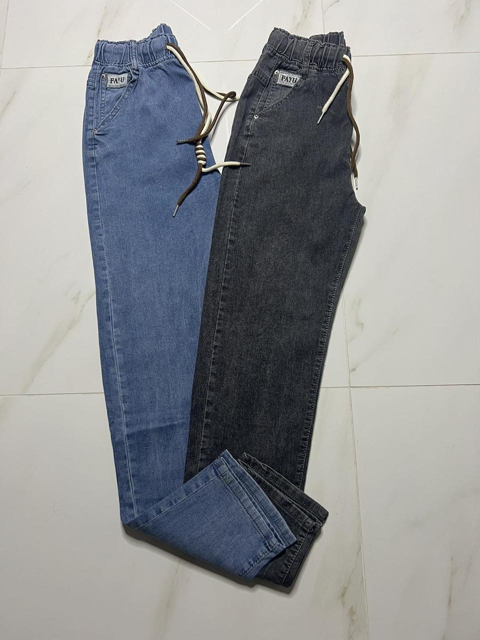 Модные джинсы МОМ весна/лето на резинке большие размеры 46-50 голубые - фото 5 - id-p2110079111
