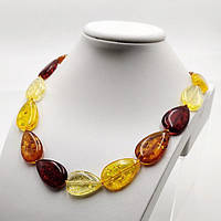 Буси синтетичний бурштин 50 см 21х32 мм крапля мікс кольорів