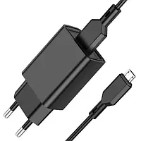 Сетевое Зарядное Устройство Borofone BA68A c кабелем MicroUSB Чёрное