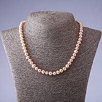 Намисто з натуральних рожевих перлів L 45-46см+- d-7мм