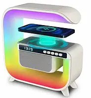 Акумуляторний нічник світлодіодний RGB XM-G3 з годинником/функцією бездротової зарядки/колонкою портативна