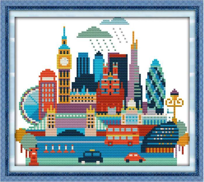 Набір для вишивання за нанесеною на канву схемою "Cityscape-London". AIDA 14CT printed 27*21 см