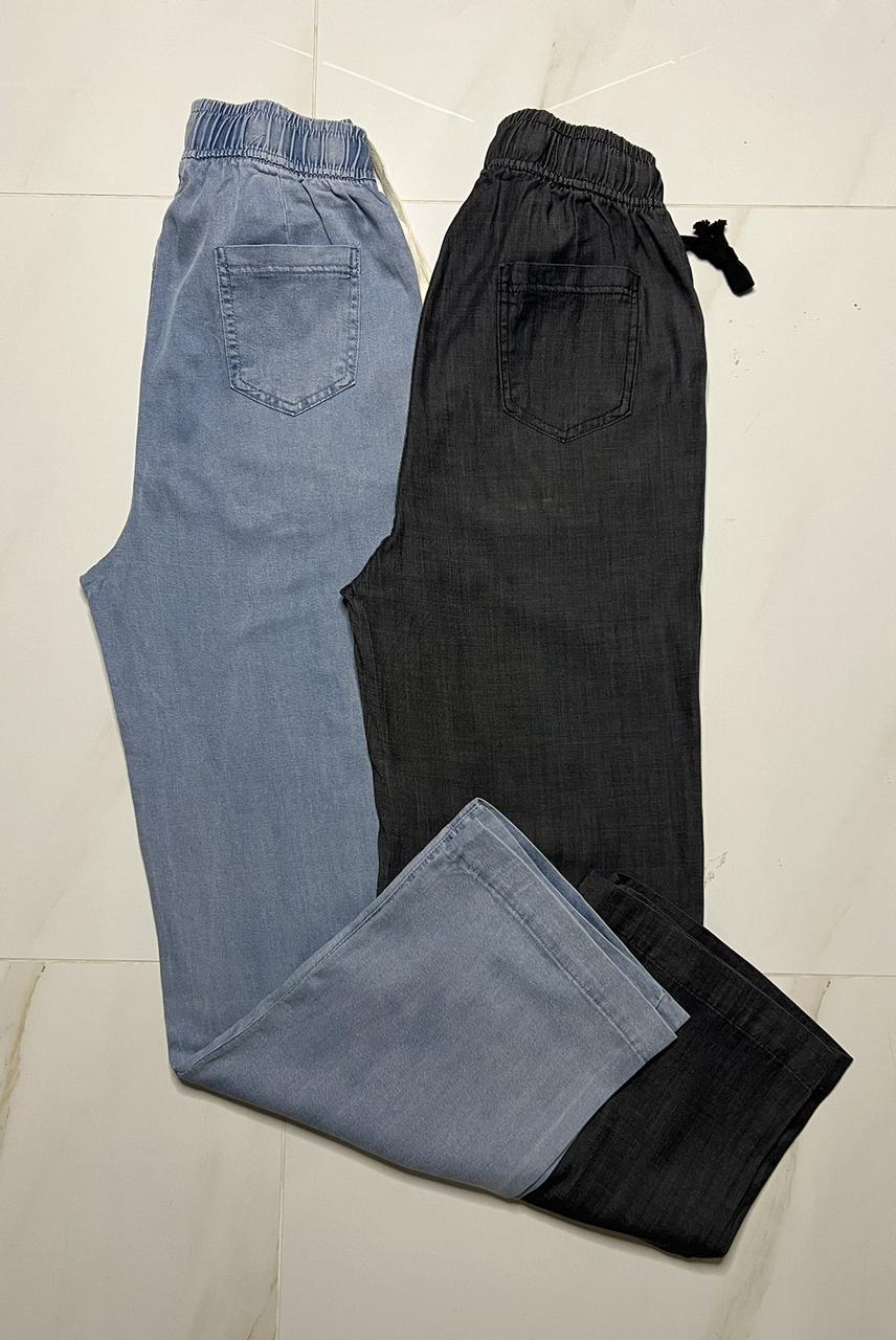 Модные джинсы палаццо весна/лето на резинке 46-48 размеры голубые - фото 3 - id-p2110128241
