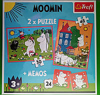 Пазли 2 в 1 (30 та 48 елементів) + гра Мемос. Мумі тролі / Moomin. Trefl