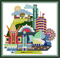 Набір для вишивання за нанесеною на канву схемою "Cityscape-Los Angeles". AIDA 14CT printed 21*20 см