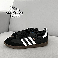 Чоловічі кросівки Adidas Samba Black White OG, Кросівки Адідас Самба чорні, Adidas Samba Classic