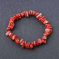 Браслет натуральний камінь Яшма червона крихта на резинці d-8 мм обхват 18,5 см
