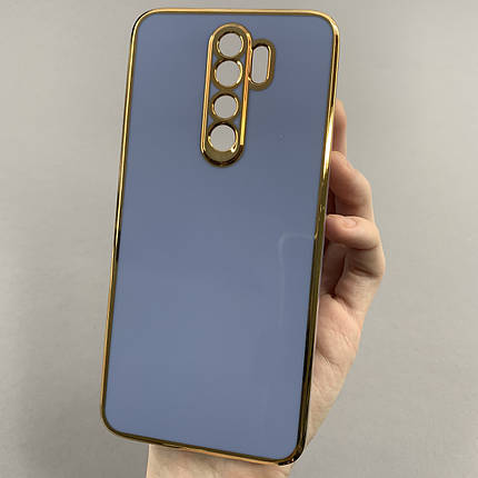 Чохол для Xiaomi Redmi Note 8 Pro чохол із золотою окантовкою на телефон сяомі редмі нот 8 про синій h7y, фото 1