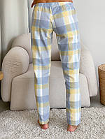 Топ! Пижамные брюки женские COSY клетка желто/серый