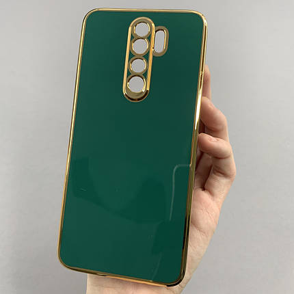 Чохол для Xiaomi Redmi Note 8 Pro чохол із золотою окантовкою на сяомі редмі нот 8 про темно-зелений h7y, фото 1