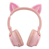 Беспроводные полноразмерные Bluetooth наушники с кошачьими ушками Borofone BO18 BT CAT EAR Розовыe