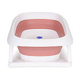 Дитяча складна ванночка зі зливом "Корівка" ECOTOYS, Рожевий колір, фото 5