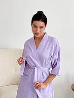 Топ! Муслиновый женский подарочный комплект COSY халат+рубашка лаванда в упаковке